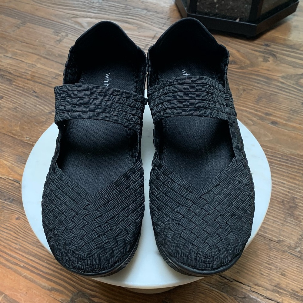 Black Braided Stretch Confort Wedge Size 8